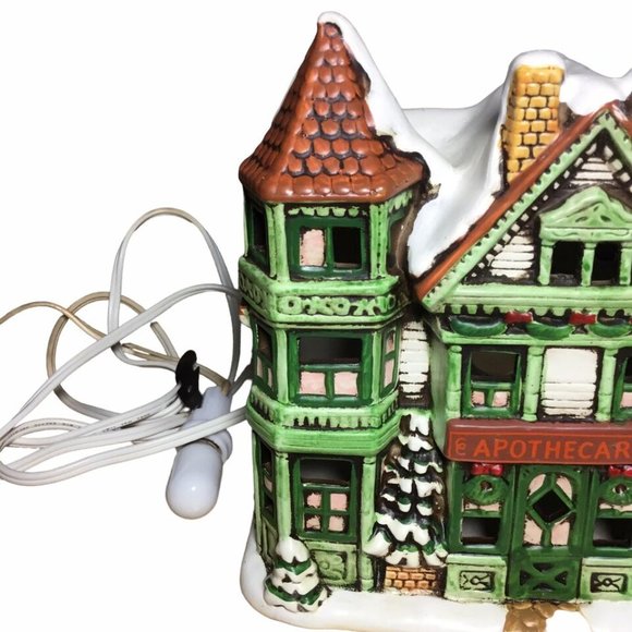 Lefton Christmas Apothecary Building #06900 Geo Z. Lefton Ceramic 1988 - Picture 12 of 14